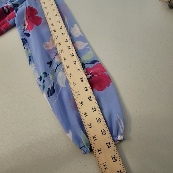 INC International Concepts Size XS Shift Dress Blue Pink Floral Long Sleeve - Picture 8 of 12